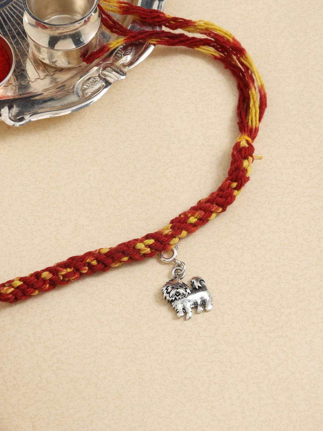 Adorn By Nikita Rakhi With Sterling Silver Puppy Charm For Kids