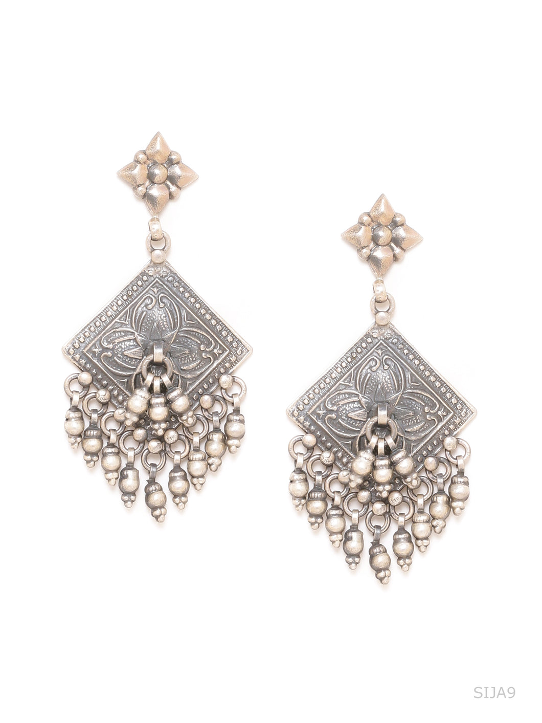 Adorn by Nikita 92.5 Sterling Silver Textured Design Earring With Multiple Danglers