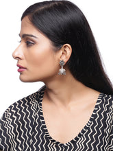 Load image into Gallery viewer, Adorn by Nikita 92.5 Sterling Silver Geometric Design Jhuki Earring With  Danglers
