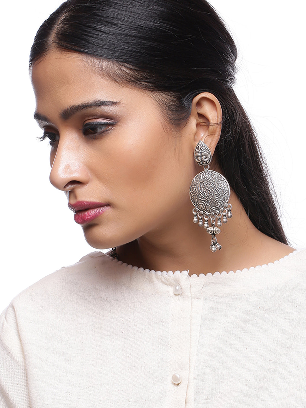 Adorn by Nikita 92.5 Sterling Silver Geometic Design Earring With Danglers