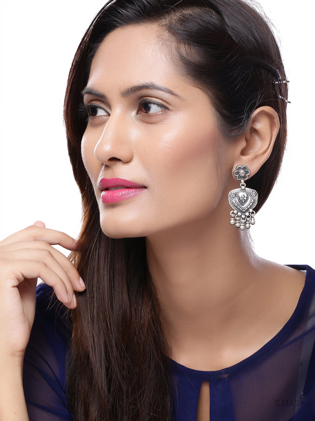 Adorn by Nikita 92.5 Sterling Silver Textured Earring With Danglers