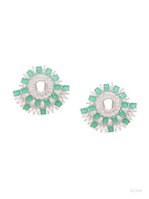 Load image into Gallery viewer, Adorn by Nikita 92.5 Sterling Silver Green And White CZ Stone Earring
