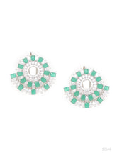 Load image into Gallery viewer, Adorn by Nikita 92.5 Sterling Silver Green And White CZ Stone Earring
