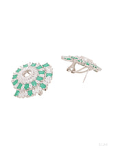 Load image into Gallery viewer, Adorn by Nikita 92.5 Sterling Silver Green And White CZ Stone Earring
