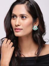 Load image into Gallery viewer, Adorn by Nikita 92.5 Sterling Silver Green And White CZ Stone Earring
