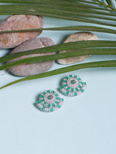 Load image into Gallery viewer, Adorn by Nikita 92.5 Sterling Silver Green And White CZ Stone Earring
