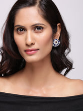 Load image into Gallery viewer, Adorn by Nikita 92.5 Sterling Silver Blue And White CZ Stone Earring
