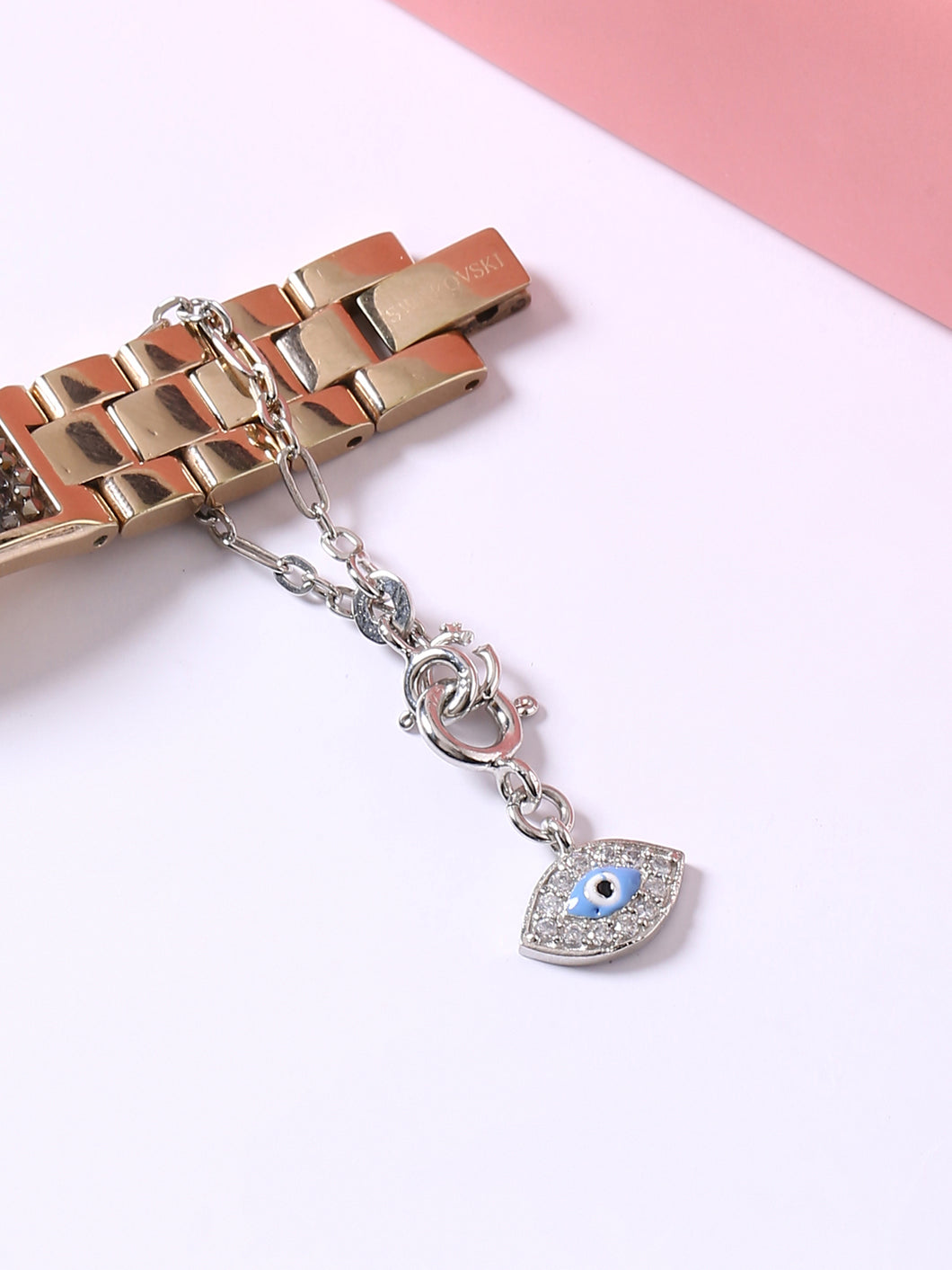 92.5 Sterling Silver Evil eye charm with chain