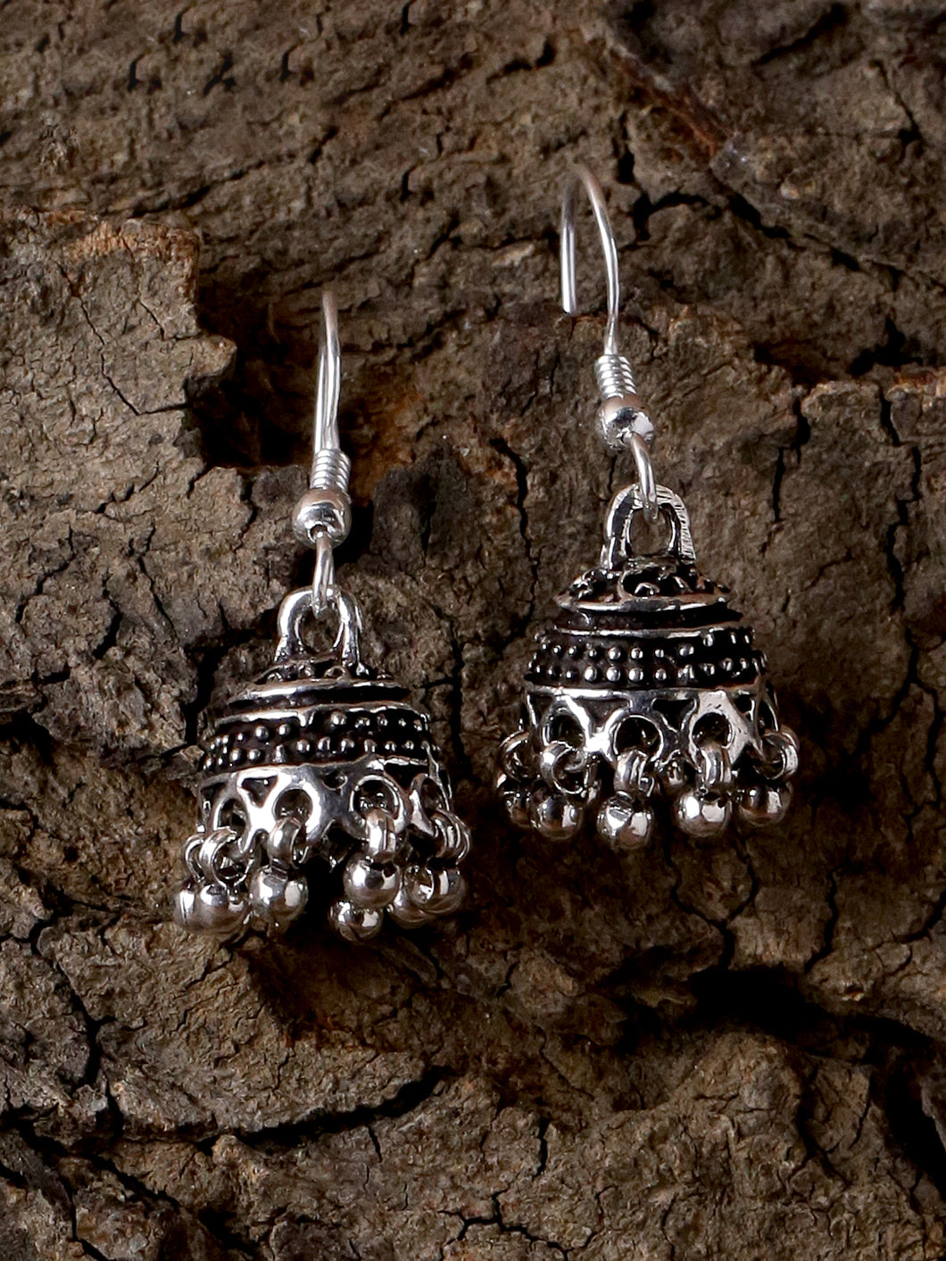 Adorn by Nikita 92.5 Sterling Silver Textured Design Jhumki