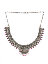 Load image into Gallery viewer, 92.5 Sterling Silver Antique Textured Temple Necklace Set
