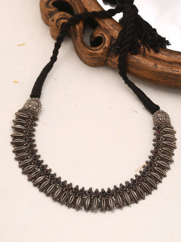92.5 Sterling Silver Antique Textured Choker Necklace Set