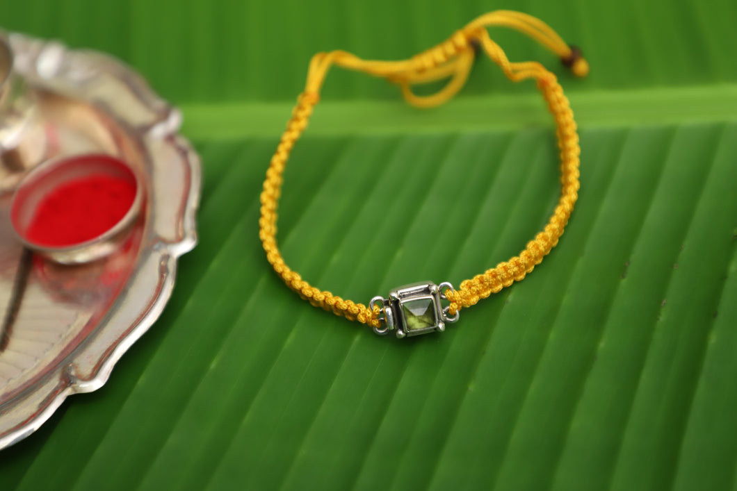 92.5 Steling Silver Rakhi With Semi Precious Stone